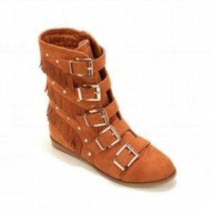 Joan Boyce Faux Camel Suede Bootie